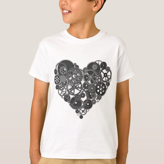 Camiseta Corazón de los engranajes grises (Anverso)