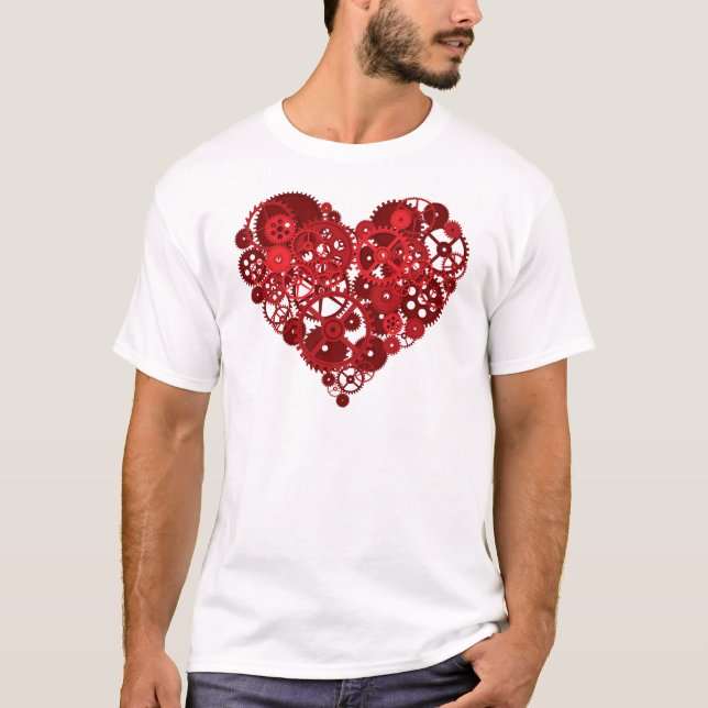Camiseta Corazón de los engranajes rojos (Anverso)