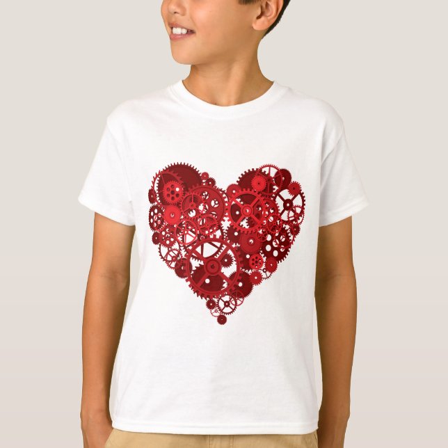 Camiseta Corazón de los engranajes rojos (Anverso)