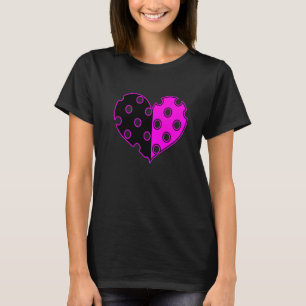 Camiseta Corazón de lunares en negro y rosa