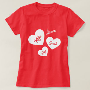Camiseta Corazón de madre personalizado rojo y blanco