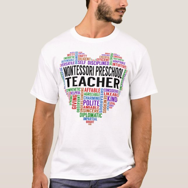 Camiseta Corazón de Maestros de Montessori (Anverso)