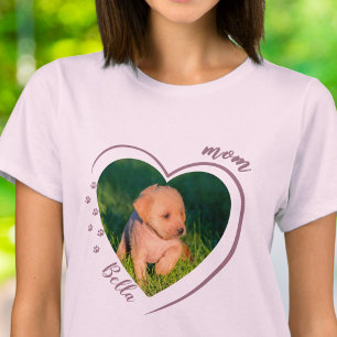 Camiseta Corazón de Mamá de Mascota Foto Huellas de Pata