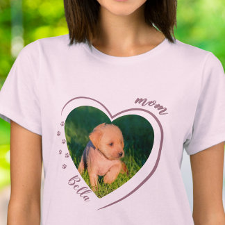 Camiseta Corazón de Mamá de Mascota Foto Huellas de Pata