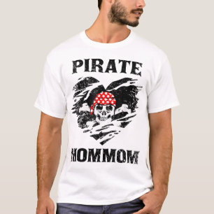 Camiseta Corazón de mamá pirata angustiado corazón de cráne