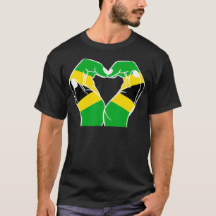 Camiseta Corazón de manos con bandera jamaiquina 