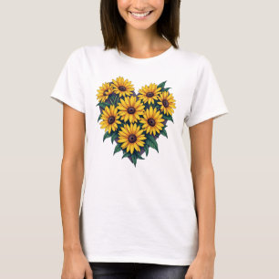 Camiseta Corazón de margaritas con dibujos florales camiset
