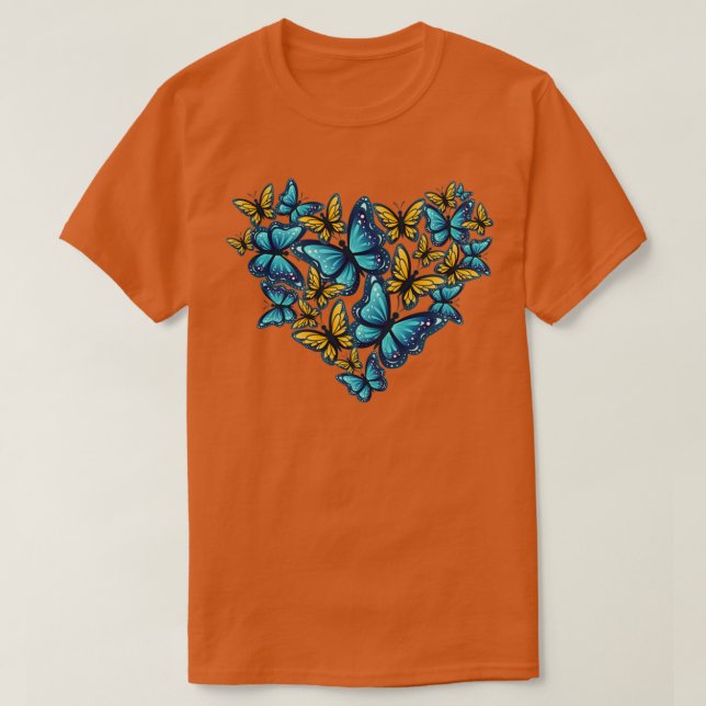 Camiseta corazón de mariposa azul claro (Diseño del anverso)