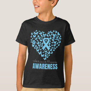 Camiseta Corazón de Mariposa Cinta Azul Claro Enfermedad de