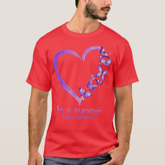 Camiseta Corazón De Mariposa Morada Soy Sobreviviente Lupus