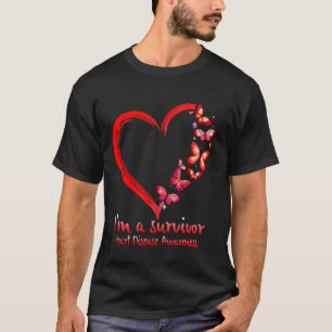 Camiseta Corazón de Mariposa Roja Soy Sobreviviente De Enfe