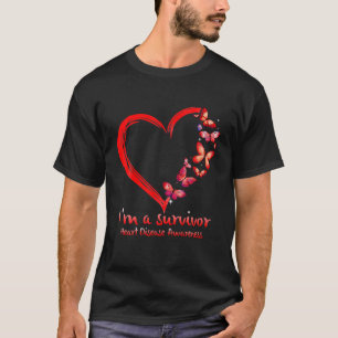 Camiseta Corazón de mariposa roja Soy un sobreviviente de 