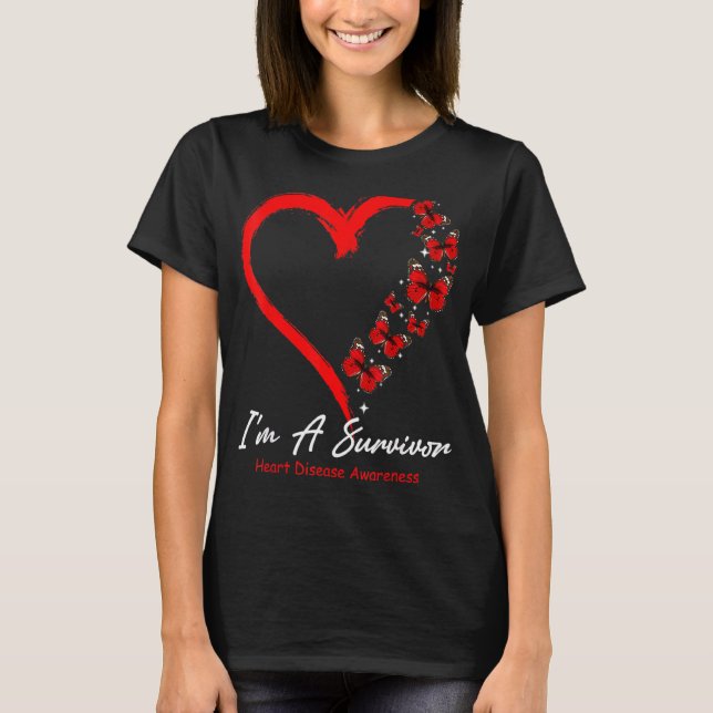 Camiseta Corazón de mariposa roja Soy un sobreviviente de e (Anverso)