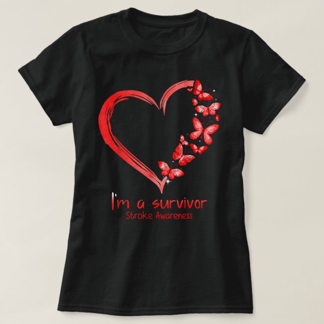 Camiseta Corazón de mariposa roja Soy un sobreviviente de S (Diseño del anverso)