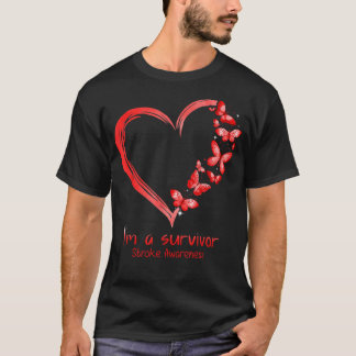 Camiseta Corazón de mariposa roja Soy un sobreviviente de S
