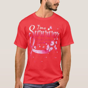 Camiseta Corazón de mariposa rosa Soy un sobreviviente de c