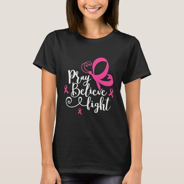 Camiseta Corazón de mariposa rosa Soy un sobreviviente de c (Anverso)