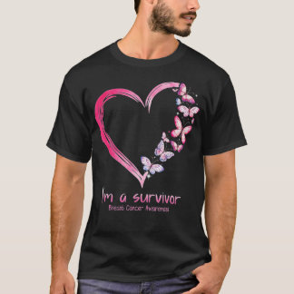 Camiseta Corazón De Mariposa Rosada Soy Sobreviviente De Cá