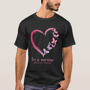 Camiseta Corazón de mariposa Soy un sobreviviente de cáncer