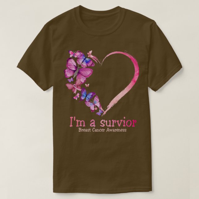 Camiseta Corazón de mariposa Soy un sobreviviente de cáncer (Diseño del anverso)