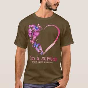 Camiseta Corazón de mariposa Soy un sobreviviente de cáncer