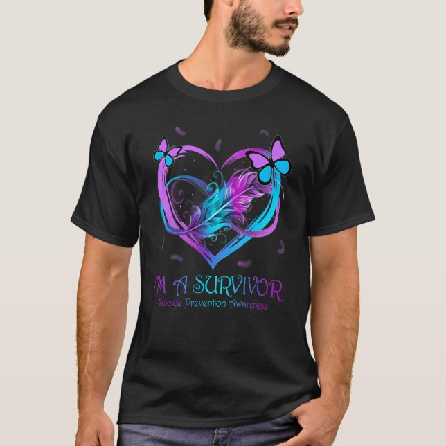 Camiseta Corazón de mariposa soy una superviviente prevenci (Anverso)