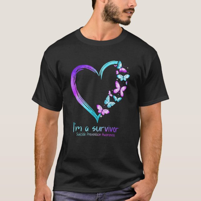 Camiseta Corazón de mariposa soy una superviviente prevenci (Anverso)