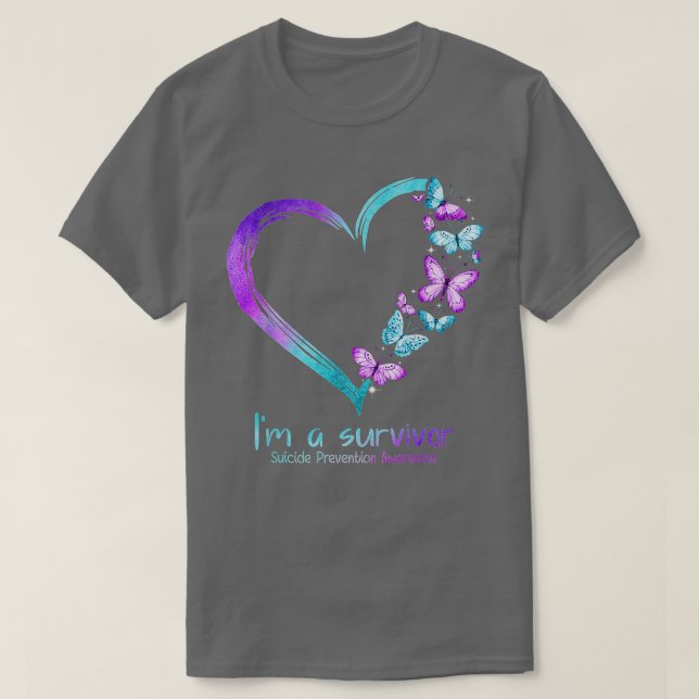 Camiseta Corazón de mariposa soy una superviviente prevenci (Diseño del anverso)