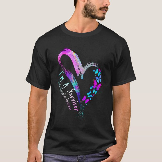 Camiseta Corazón de mariposa Soy Una Superviviente Prevenci (Anverso)