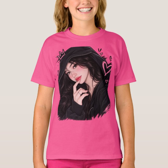 Camiseta Corazón de Medianoche – Chica Anime (Anverso)