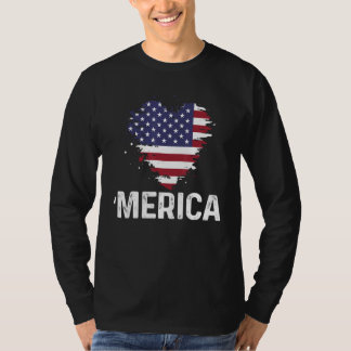 Camiseta Corazón De Merica Patriota Bandera Estadounidense 