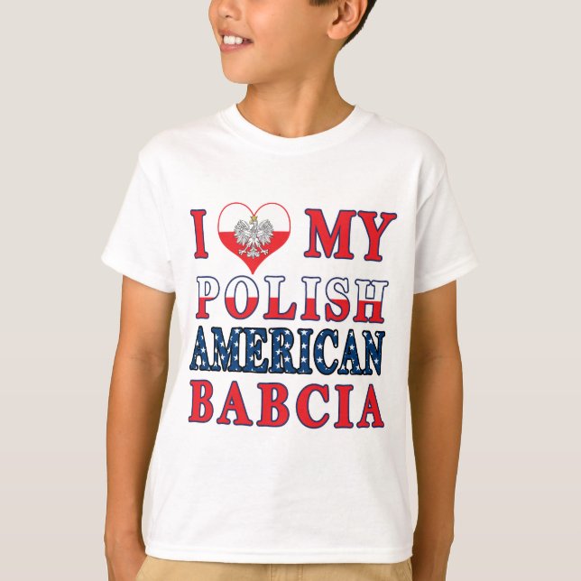 Camiseta Corazón de mi Babcia polaca estadounidense (Anverso)