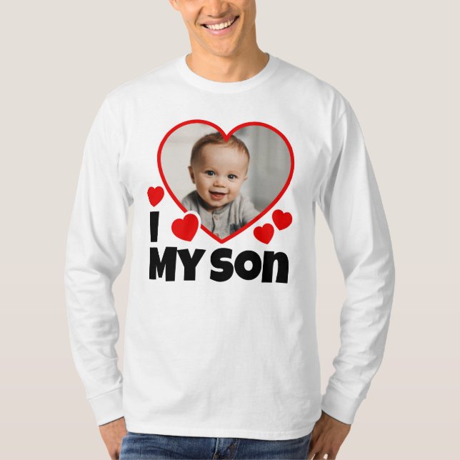 Camiseta Corazón de mi hijo foto personalizada Larga manga (Anverso)