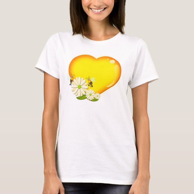 Camiseta Corazón de miel, abejas y flores (Anverso)
