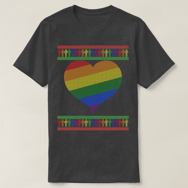 Camiseta Corazón de Navidad Lluvia de Colores Gay 2 (Diseño del anverso)