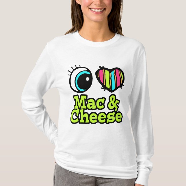 Camiseta Corazón de ojos brillante amo a Mac y queso (Anverso)