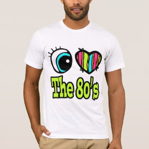 Camiseta Corazón de ojos brillante me encanta los 80