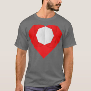 Camiseta Corazón de origami encantador con una flor en ella