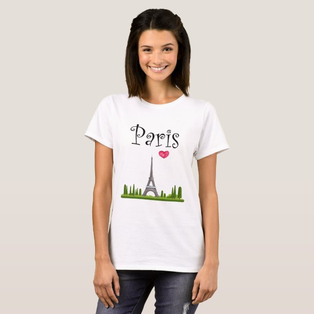 Camiseta Corazón de París con la Torre Eiffel (Anverso completo)