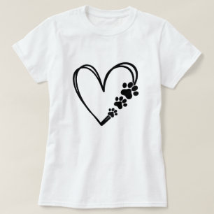 Camiseta Corazón de Pata de Perro Bonito Regalo pa