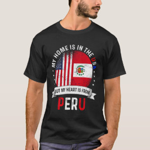 Camiseta Corazón de patriota americano peruano es de la ban