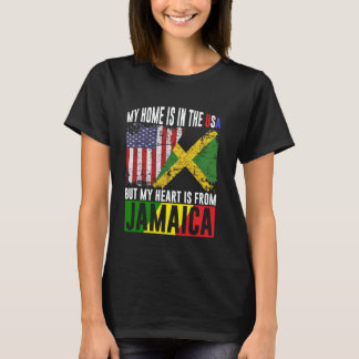 Camiseta Corazón de patriota jamaicano estadounidense es de