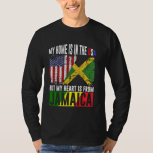 Camiseta Corazón de patriota jamaicano estadounidense es de