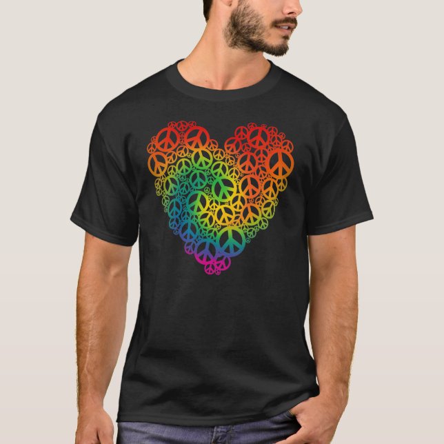 Camiseta Corazón de paz del arco iris (Anverso)