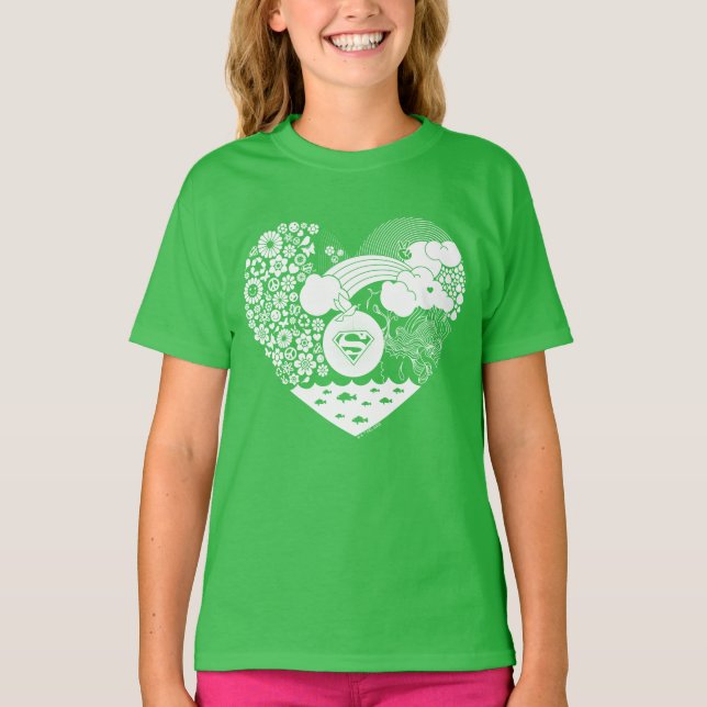 Camiseta Corazón de paz floral de superchica (Anverso)
