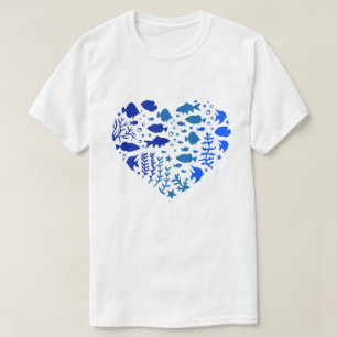 Camiseta Corazón de peces, precioso regalo para los amantes