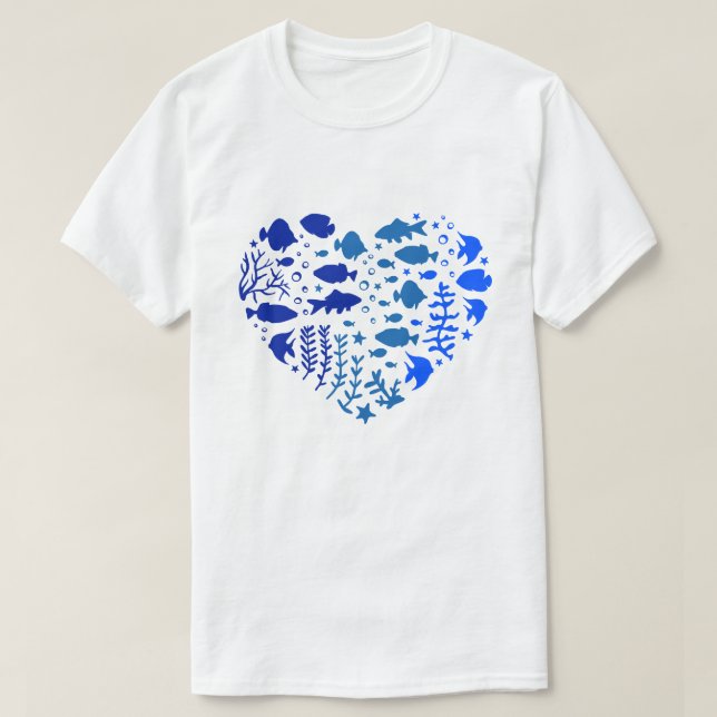 Camiseta Corazón de peces, precioso regalo para los amantes (Diseño del anverso)
