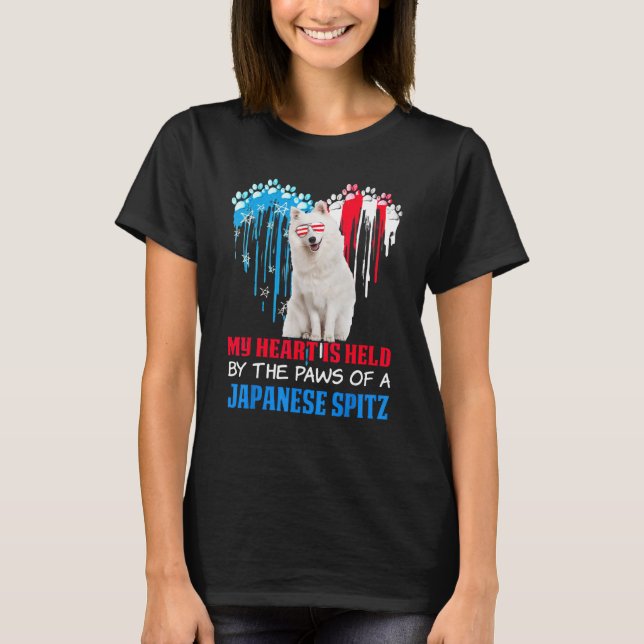 Camiseta Corazón de perro spitz japonés 4 de julio Perro ba (Anverso)