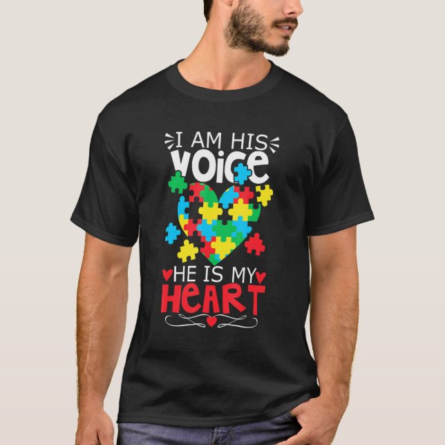 Camiseta Corazón de piezas de rompecabezas del autismo Soy  (Anverso)