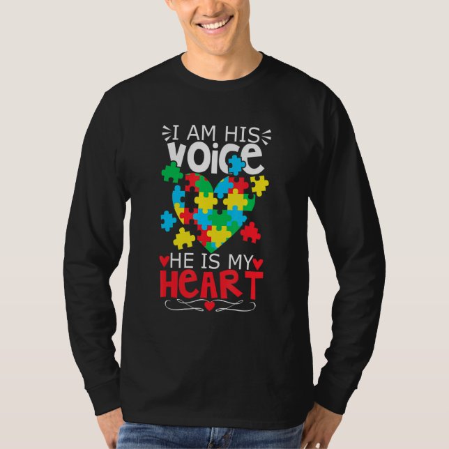 Camiseta Corazón de piezas de rompecabezas del autismo Soy  (Anverso)